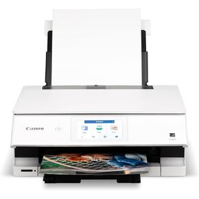 Canon PIXMA TS8820 Wireless 3-In-1 Home Printer with One Sheet Multipurpose Tray, 6 Individual Inks System, and 4.3-Inch Color LCD Touchscreen (White)