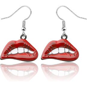PLITI Rocky Horror Show Inspired Gift Horror Movie Themed Gift Musical Film Gift Red Lips Earrings For Rocky Fans