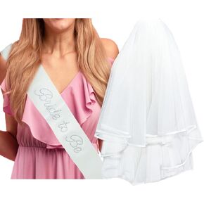 Bride to Be Sash and Veil Set, Bachelorette Party, Bridal Shower and Wedding Decor