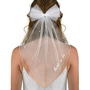 Bride to Be Bridal Wedding Veils Bachelorette Party Accessories Bridal Pearl Hair Bow Veil for Women and Girls Bridal Shower Bridal Bridesmaid Gift