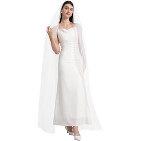 Classic Pencil Edge Wedding Veil, Ivory Cathedral Bridal Veil, Simple 1 Tier Fingertip Veil for Bachelarette Party