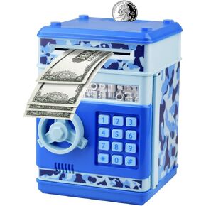 Mini ATM Piggy Bank Security Machine Best Gift for Kids,Electronic Code Piggy Bank Auto Scroll Paper Money Saving Box Coin Bank for Boys Girls Password Lock