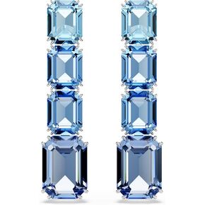 Swarovski Millenia Drop Earrings, Octagon Cut, Color Gradient, Blue, Rhodium Finished