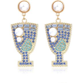 Martini Earrings Cute Dangle Earrings for Women Trendy Fun Rhinestone Wine Glass Earrings Champagne Margarita Espresso Martini Party Decorations Tequila Gifts for Women Holiday Christmas Gifts 2024