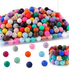 150Pcs 15mm Silicone Beads, 30 Colors Silicone Beads for Keychain Making Bulk Silicone Beads for Bracelet Making and Round Silicone Beads for Pens（Multicolor）