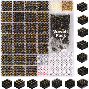 1650 Pcs Letter Beads with Extra Vowels and Number Beads- Letter Beads for Bracelet- Bracelet Letter Beads- Letter Beads for Friendship Bracelets