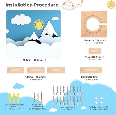 رف عائم لـ Toniebox، رف خشبي مغناطيسي يثبت على الحائط مع حقيبة حمل متوافقة مع شخصيات Tonie Audio Player لغرفة الأطفال (الشمس) in Kuwait