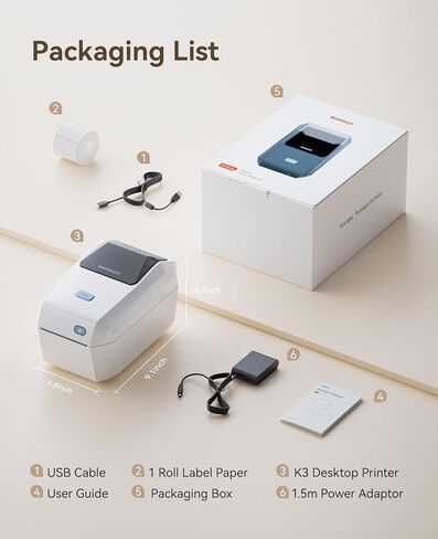 NIIMBOT Label Maker for Sticker Labels, K3 Label Printer Can Print Width 3.15 Inch Label Paper for Small Business and Home Office, Compatible with PC, 7 Android&3 iOS (White) in Kuwait