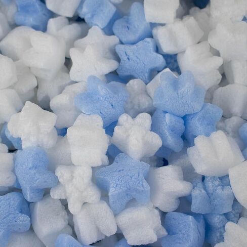 Magicwater Supply - .5 Cu Ft - Blue & White Star Shaped Recycled Anti Static Packing Peanuts - Compostable & Biodegradable Cushion for Shipping - Dust-Free & Abrasion Resistant - Void Filler in Saudi Arabia