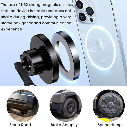 حامل هاتف مغناطيسي للشحن اللاسلكي لسيارة Tesla Cybertruck 2024 | شحن سريع 15 وات | حامل هاتف Cybertruck Magsafe | يدعم الاستخدام الأفقي والرأسي للهواتف المحمولة | ملحقات سايبر ترك in Kuwait