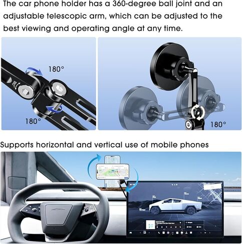 حامل هاتف مغناطيسي للشحن اللاسلكي لسيارة Tesla Cybertruck 2024 | شحن سريع 15 وات | حامل هاتف Cybertruck Magsafe | يدعم الاستخدام الأفقي والرأسي للهواتف المحمولة | ملحقات سايبر ترك in Kuwait