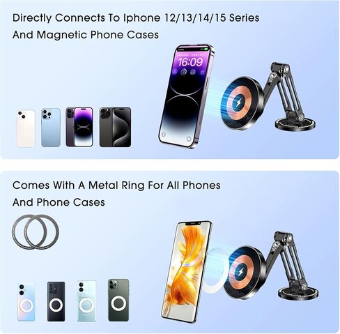 حامل هاتف مغناطيسي للشحن اللاسلكي لسيارة Tesla Cybertruck 2024 | شحن سريع 15 وات | حامل هاتف Cybertruck Magsafe | يدعم الاستخدام الأفقي والرأسي للهواتف المحمولة | ملحقات سايبر ترك in Kuwait