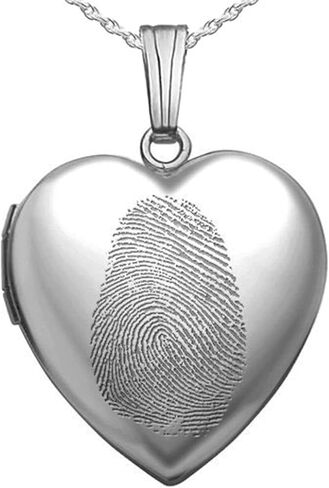 PicturesOnGold.com Sterling Silver Fingerprint Heart Locket - 3/4 Inch X 3/4 Inch in Saudi Arabia