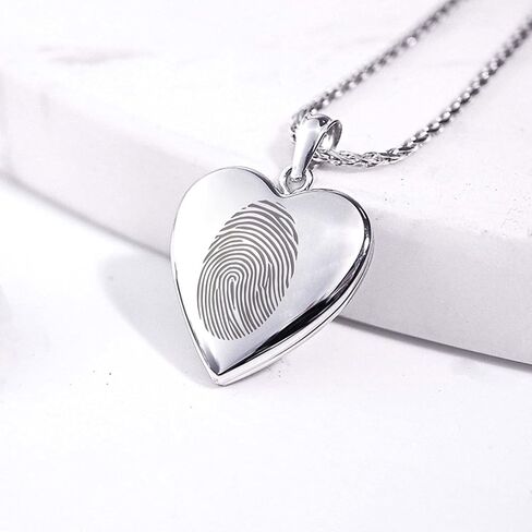 PicturesOnGold.com Sterling Silver Fingerprint Heart Locket - 3/4 Inch X 3/4 Inch in Saudi Arabia