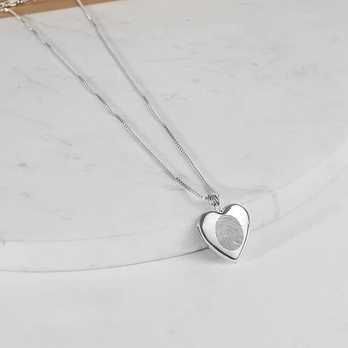 PicturesOnGold.com Sterling Silver Fingerprint Heart Locket - 3/4 Inch X 3/4 Inch in Saudi Arabia