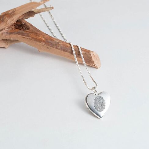 PicturesOnGold.com Sterling Silver Fingerprint Heart Locket - 3/4 Inch X 3/4 Inch in Saudi Arabia