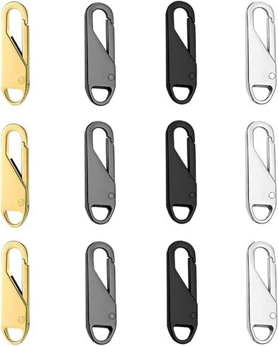 Urmspst Zipper Pull Replacement (Upgraded), 8 Pcs Detachable Zipper Pull Tabs for Boots Purse Coat Luggage Clothing Jackets Backpacks(2 Color Black, Silver) in Kuwait