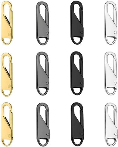 Urmspst Zipper Pull Replacement (Upgraded), 8 Pcs Detachable Zipper Pull Tabs for Boots Purse Coat Luggage Clothing Jackets Backpacks(2 Color Black, Silver) in Kuwait