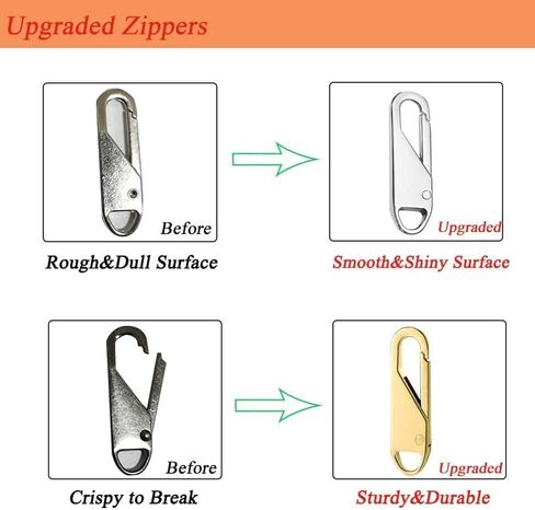Urmspst Zipper Pull Replacement (Upgraded), 8 Pcs Detachable Zipper Pull Tabs for Boots Purse Coat Luggage Clothing Jackets Backpacks(2 Color Black, Silver) in Kuwait