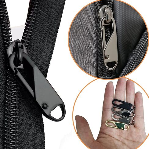 Urmspst Zipper Pull Replacement (Upgraded), 8 Pcs Detachable Zipper Pull Tabs for Boots Purse Coat Luggage Clothing Jackets Backpacks(2 Color Black, Silver) in Kuwait