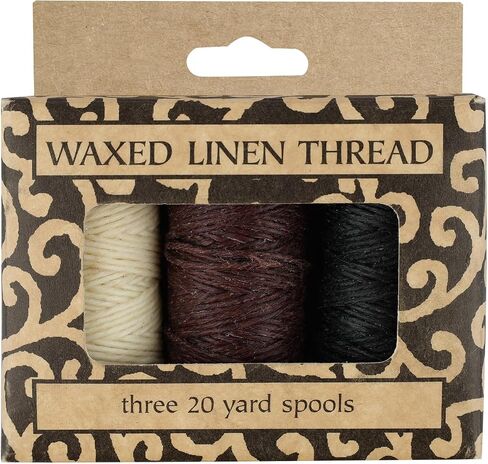 Lineco Waxed Genuine Linen Thread, 20 Yards, Pack of 3 Spools: Natural (BBHM208) in Saudi Arabia
