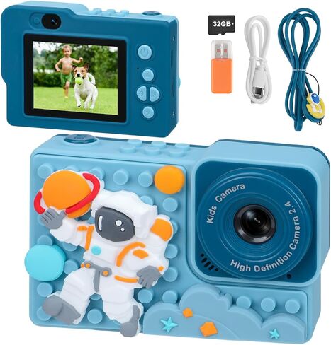 لعبة كاميرا رقمية للأطفال من KKUYT، كاميرا أطفال بشاشة IPS مقاس 2.4 بوصة مع بطاقة SD سعة 32 جيجابايت، وكاميرا فيديو عالية الدقة 1080 بكسل للأطفال من سن 3 إلى 9 سنوات، أفضل هدية لعيد الميلاد للأولاد والبنات in Kuwait