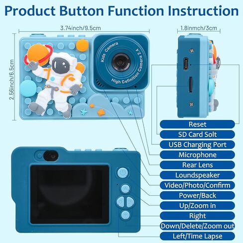 لعبة كاميرا رقمية للأطفال من KKUYT، كاميرا أطفال بشاشة IPS مقاس 2.4 بوصة مع بطاقة SD سعة 32 جيجابايت، وكاميرا فيديو عالية الدقة 1080 بكسل للأطفال من سن 3 إلى 9 سنوات، أفضل هدية لعيد الميلاد للأولاد والبنات in Kuwait