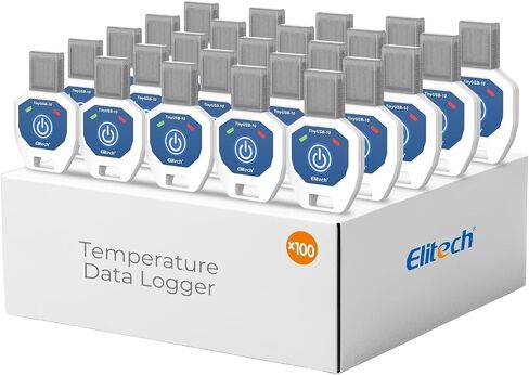 Elitech 10 Pack مسجل بيانات درجة الحرارة للاستخدام الفردي لمدة 90 يومًا أثناء الرحلة، مسجل درجة الحرارة القابل للتصرف، تقرير PDF صغير ولكن النخبة TinyUSB 14～104 درجة فهرنهايت، UTC-0 الافتراضي in Kuwait