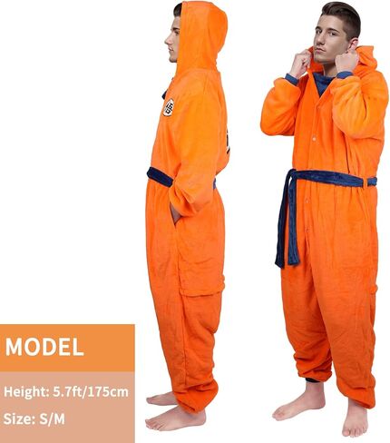 بذلة Dragon z Pajamas Anime للرجال البالغين بغطاء للرأس من قطعة واحدة مع حزام بزر in Kuwait