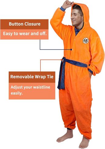 بذلة Dragon z Pajamas Anime للرجال البالغين بغطاء للرأس من قطعة واحدة مع حزام بزر in Kuwait