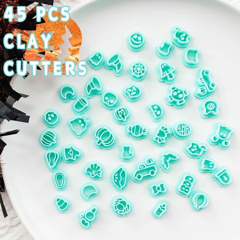TAINSKY Halloween Polymer Clay Cutters, 45 Shapes Halloween Studs Clay Earrings Cutters, Mini Halloween Clay Cutters for Polymer Clay Jewelry, Pumpkin Halloween Clay Cutters (Studs Clay Cutters) in Saudi Arabia