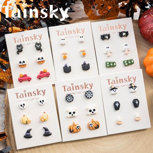 TAINSKY Halloween Polymer Clay Cutters, 45 Shapes Halloween Studs Clay Earrings Cutters, Mini Halloween Clay Cutters for Polymer Clay Jewelry, Pumpkin Halloween Clay Cutters (Studs Clay Cutters) in Saudi Arabia