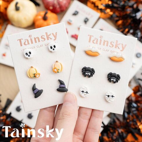 TAINSKY Halloween Polymer Clay Cutters, 45 Shapes Halloween Studs Clay Earrings Cutters, Mini Halloween Clay Cutters for Polymer Clay Jewelry, Pumpkin Halloween Clay Cutters (Studs Clay Cutters) in Saudi Arabia