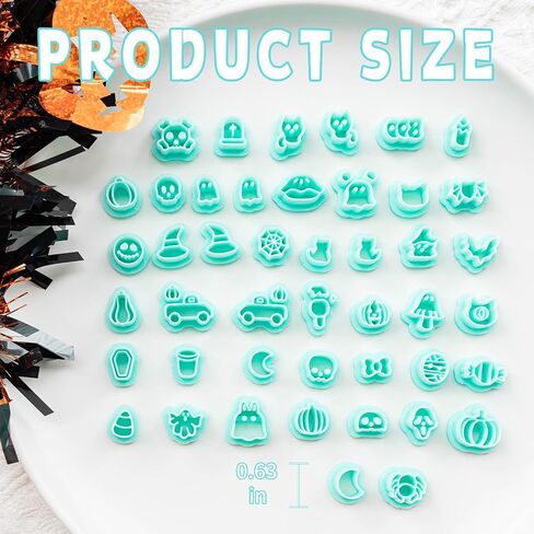 TAINSKY Halloween Polymer Clay Cutters, 45 Shapes Halloween Studs Clay Earrings Cutters, Mini Halloween Clay Cutters for Polymer Clay Jewelry, Pumpkin Halloween Clay Cutters (Studs Clay Cutters) in Saudi Arabia