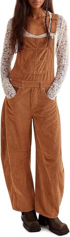 Yousify وزرة للنساء فضفاضة تناسب واسعة الساق قطعة واحدة حللا عادية الصوف مريلة عموما مع جيوب S-2XL in Kuwait