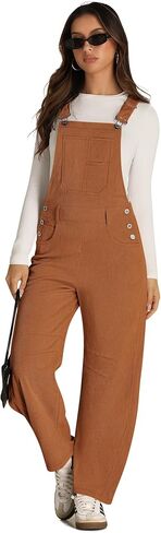 Yousify وزرة للنساء فضفاضة تناسب واسعة الساق قطعة واحدة حللا عادية الصوف مريلة عموما مع جيوب S-2XL in Kuwait