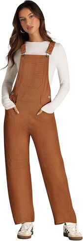 Yousify وزرة للنساء فضفاضة تناسب واسعة الساق قطعة واحدة حللا عادية الصوف مريلة عموما مع جيوب S-2XL in Kuwait