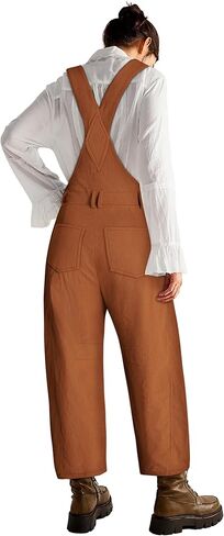 Yousify وزرة للنساء فضفاضة تناسب واسعة الساق قطعة واحدة حللا عادية الصوف مريلة عموما مع جيوب S-2XL in Kuwait