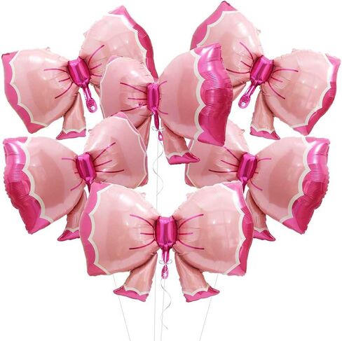 6 Pack Pink Jumbo Bowknot Decoration Balloon, Mouse Party Bowtie Foil Bow Balloons For Birthday Party Baby Shower Bridal Gender Reveal Decoration Supplies in Kuwait
