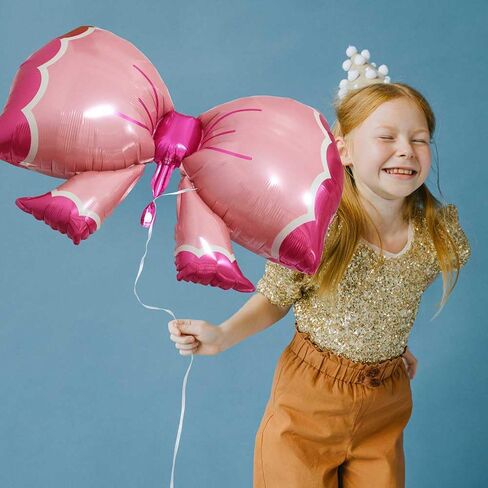 6 Pack Pink Jumbo Bowknot Decoration Balloon, Mouse Party Bowtie Foil Bow Balloons For Birthday Party Baby Shower Bridal Gender Reveal Decoration Supplies in Kuwait
