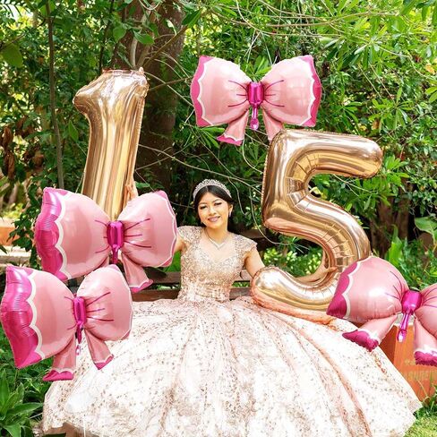 6 Pack Pink Jumbo Bowknot Decoration Balloon, Mouse Party Bowtie Foil Bow Balloons For Birthday Party Baby Shower Bridal Gender Reveal Decoration Supplies in Kuwait
