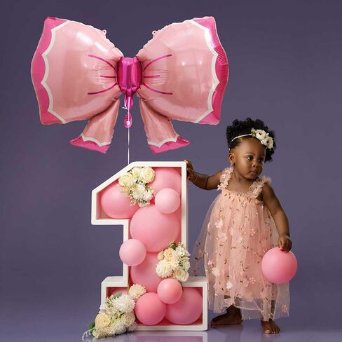 6 Pack Pink Jumbo Bowknot Decoration Balloon, Mouse Party Bowtie Foil Bow Balloons For Birthday Party Baby Shower Bridal Gender Reveal Decoration Supplies in Kuwait