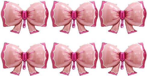 6 Pack Pink Jumbo Bowknot Decoration Balloon, Mouse Party Bowtie Foil Bow Balloons For Birthday Party Baby Shower Bridal Gender Reveal Decoration Supplies in Kuwait