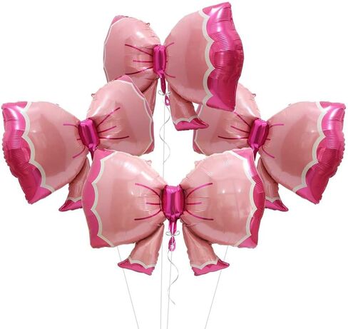 6 Pack Pink Jumbo Bowknot Decoration Balloon, Mouse Party Bowtie Foil Bow Balloons For Birthday Party Baby Shower Bridal Gender Reveal Decoration Supplies in Kuwait