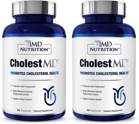 1MD Nutrition CholestMD مع مستخلص أوراق الزيتون، البرغفيت، النياسين، الثوم | 60 كبسولة in Kuwait