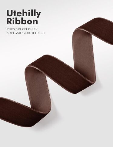 Brown Christmas Velvet Ribbon for Tree, Gift Wrapping, Flower Bouquet, Wreath Decorations, Bow Making 3/8'', 25 Yards in Saudi Arabia