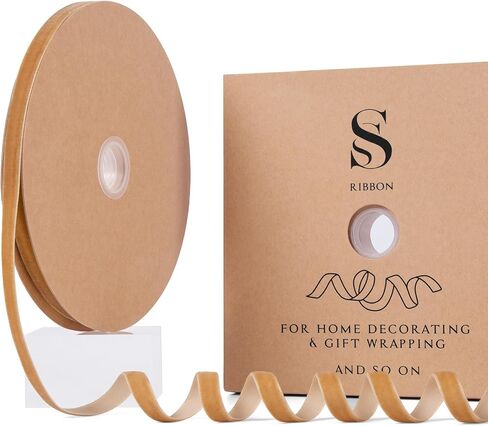 Brown Christmas Velvet Ribbon for Tree, Gift Wrapping, Flower Bouquet, Wreath Decorations, Bow Making 3/8'', 25 Yards in Saudi Arabia