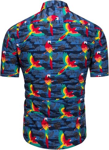 TUNEVUSE Mens Flower/Pineapple/Bird Print Hawaiian Short Sleeve Shirt Casual Button Down Tropical Shirt in Kuwait