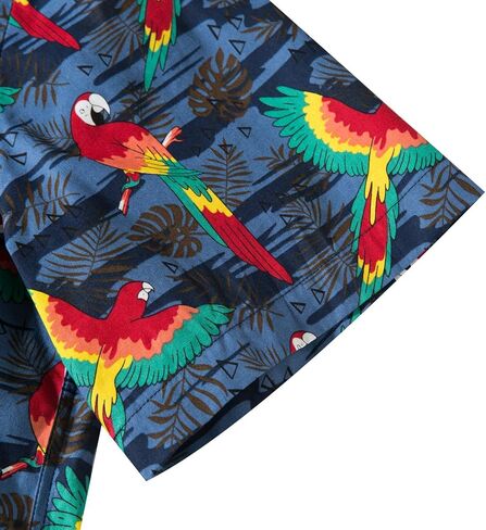 TUNEVUSE Mens Flower/Pineapple/Bird Print Hawaiian Short Sleeve Shirt Casual Button Down Tropical Shirt in Kuwait