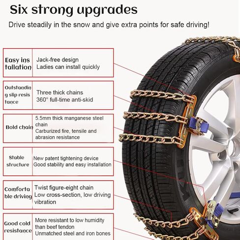 Tire Snow Chains, Snow Chains Car Anti Slip Tire Chains Anti Skid Tire Snow Chains for Car SUV Trucks (M) in Saudi Arabia